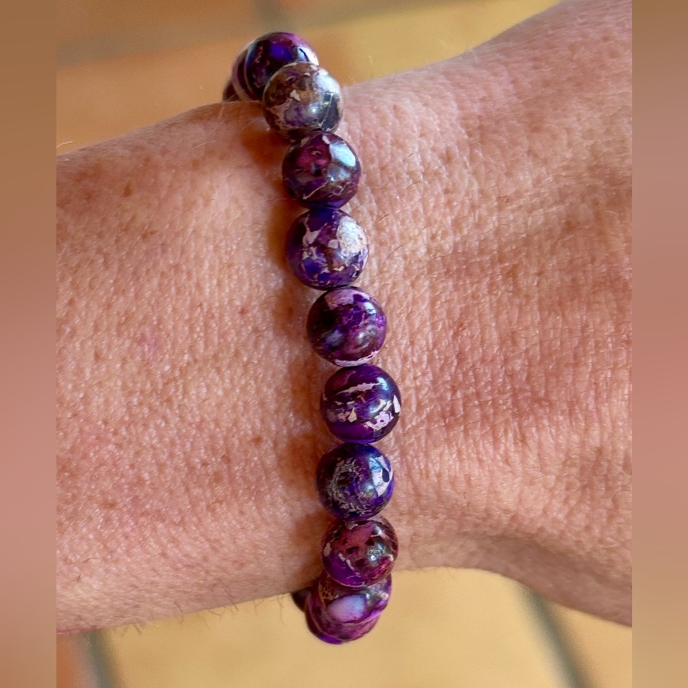 Imperial Jasper Crystal Bracelet – Purple Gemstone Beads 💜✨ Handmade